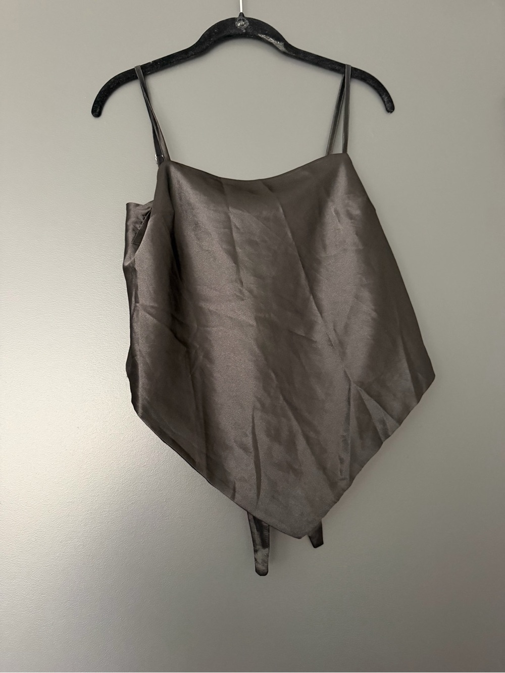 Satin Handkerchief Hem Cami Top in Black